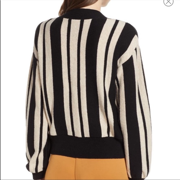 BP striped button sweater cardigan black and cream size xxs - Picture 5 of 9